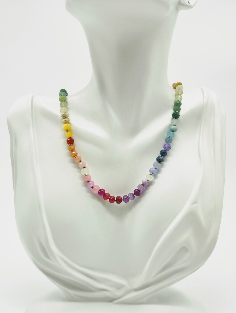Hand Cut Multi Color Faceted Rainbow Quartz Necklace